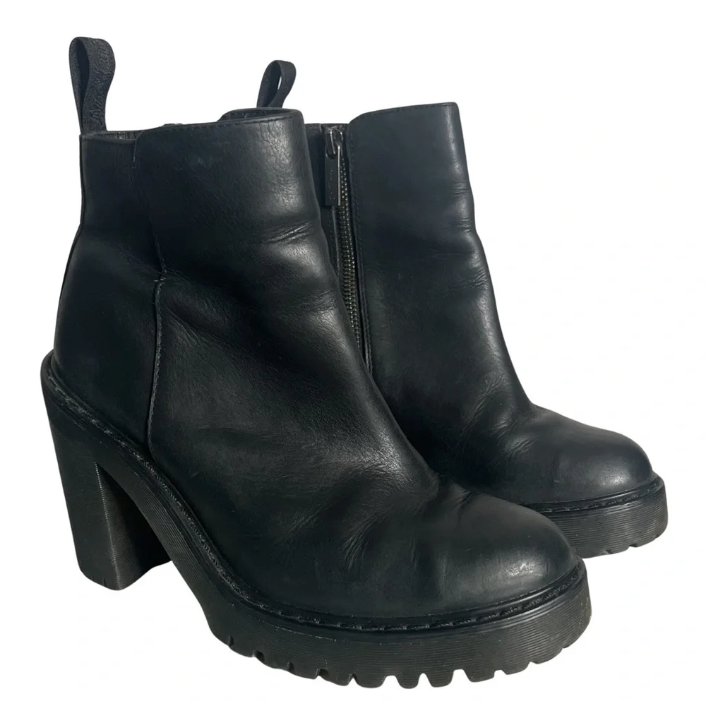 Dr. Martens Magdalena Women’s Black Leather Heeled Chelsea Boots Size 7 - Picture 5 of 9